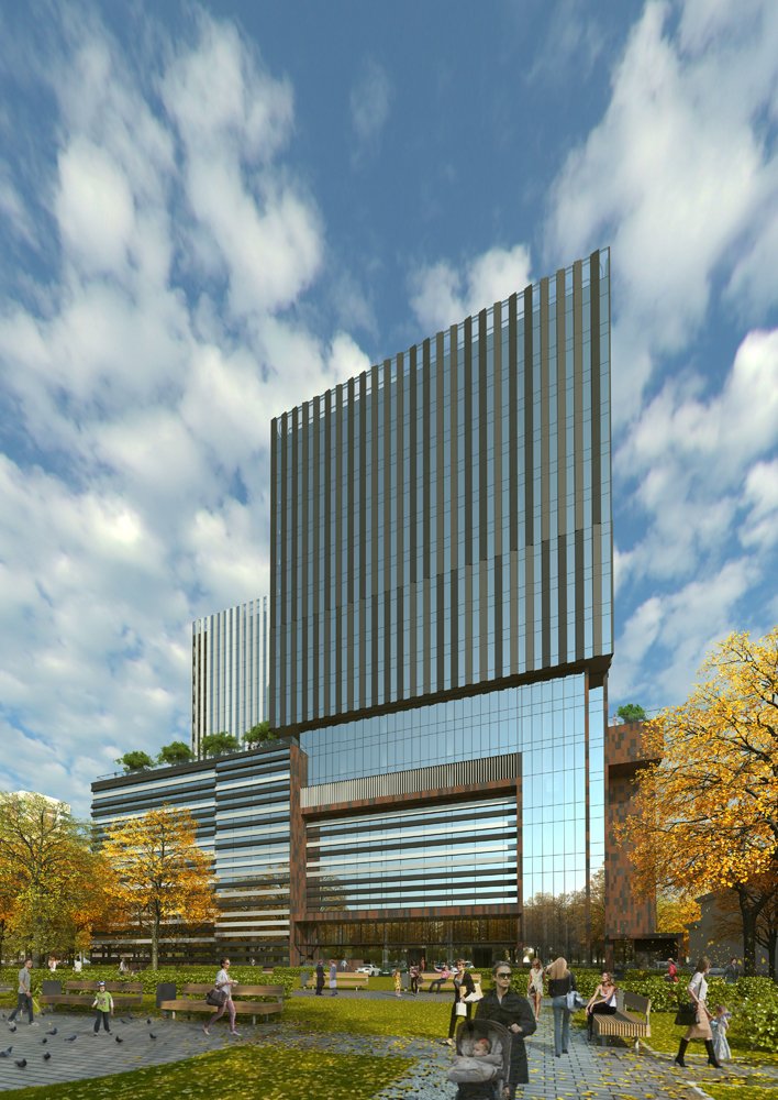 Архитектурный проект «Бизнес центр со спортивным комплексом» — Офисно-административное здание — г. Краснодар, ул. Зиповская, 5 — проектирование 2013 — МОА